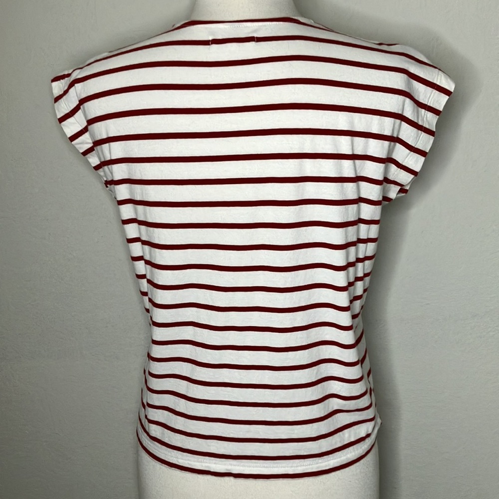Madewell Rust Shoulder Striped Tee - Picture 9 of 9